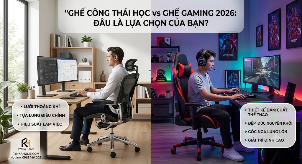 Nên Mua Ghế Công Thái Học Hay Ghế Gaming Trong Năm 2026? Lựa Chọn Nào Bảo Vệ Cột Sống Của Bạn?