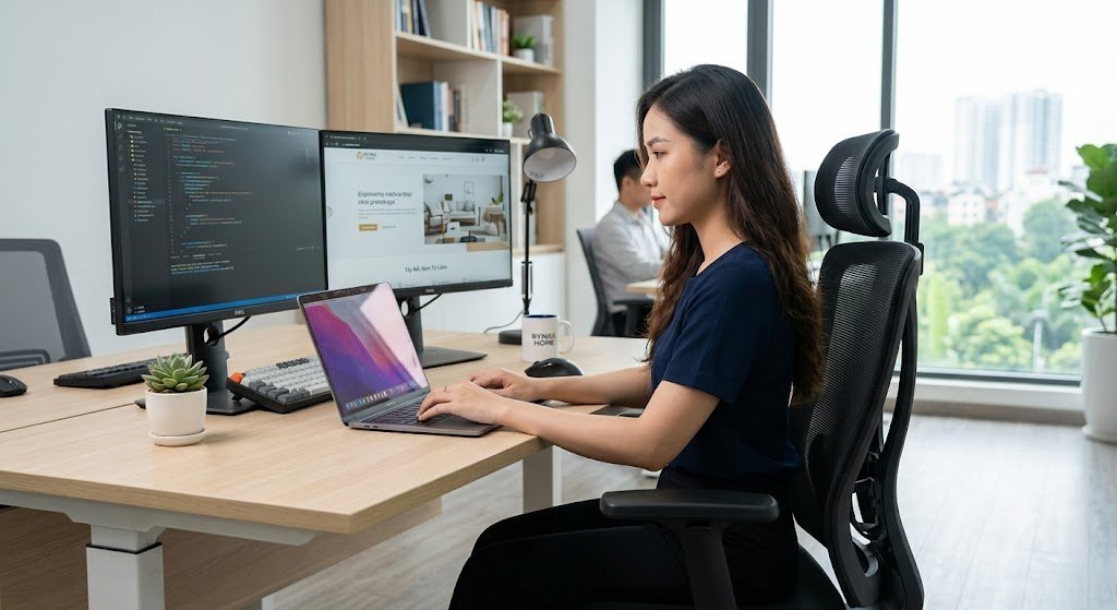 Ghế Công Thái Học Lưng Lưới Thoáng Khí: Giải Pháp Đập Tan Đau Lưng, Bứt Phá Hiệu Suất